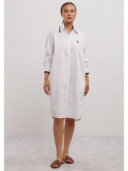 Pallavi Swadi - White Tuxedo Swarovski Heart Shirt Dress