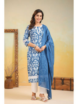 Autumnlane - Women Blue Printed Kurta with Pant and Dupatta (Set of 3)