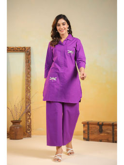 Autumnlane - Women Purple Solid Co-Ord (Set of 2)