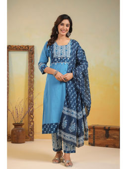 Autumnlane - Women Blue Printed Kurta with Pant and Dupatta (Set of 3)