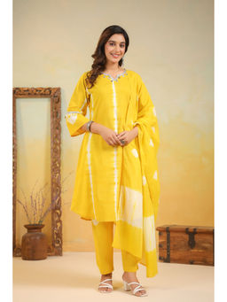 Autumnlane - Women Yellow Printed Kurta with Pant and Dupatta (Set of 3)