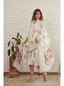 Autumnlane - Women White Embroidered Kurta with Pant and Dupatta (Set of 3)