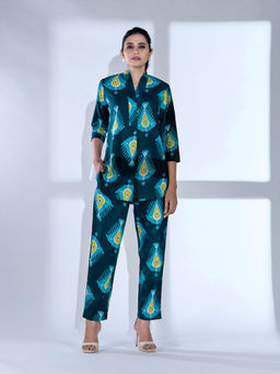 Autumnlane - Women Blue Printed Co-Ord (Set of 2)