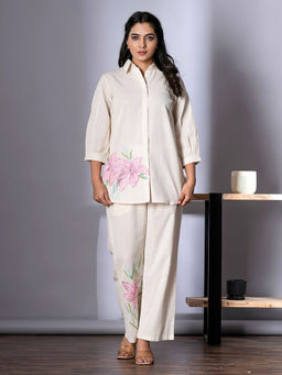 Autumnlane - Women White Embroidered Co-Ord (Set of 2)