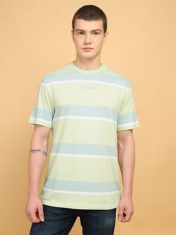 Wrangler - Mens Striped Green T-shirt