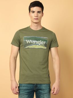 Wrangler - Mens Graphic Print Green T-shirt