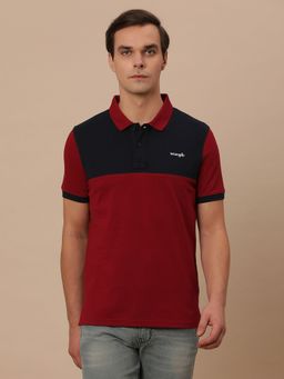 Wrangler - Mens Colorblock Red Polo T- Shirt