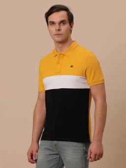 Wrangler - Mens Color Blocks Yellow Polo T- Shirt