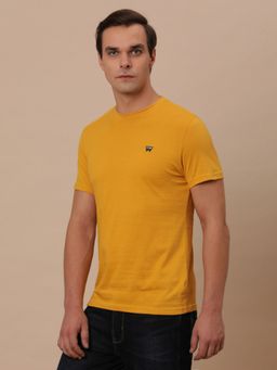 Wrangler - Mens Solid Yellow Crew Neck T-shirt