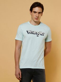 Wrangler - Mens Logo Blue Crew Neck T-shirt