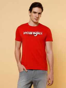 Wrangler - Mens Logo Red Crew Neck T-shirt