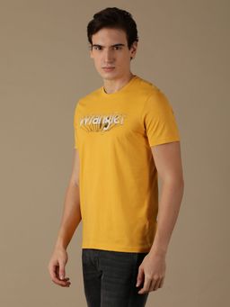 Wrangler - Mens Logo Yellow Crew Neck T-shirt