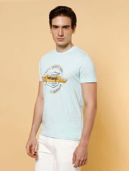 Wrangler - Mens Graphic Print Blue Crew Neck T-shirt
