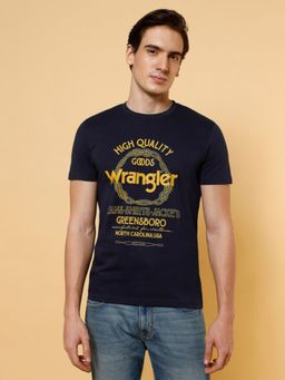 Wrangler - Mens Graphic Print Blue Crew Neck T-shirt