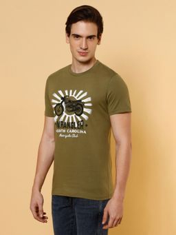 Wrangler - Mens Graphic Print Green Crew Neck T-shirt