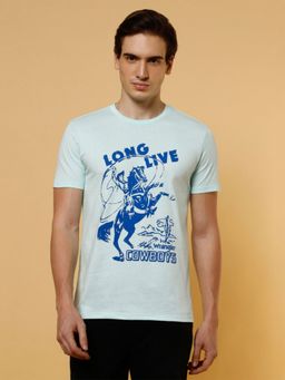 Wrangler - Mens Graphic Print Blue Crew Neck T-shirt