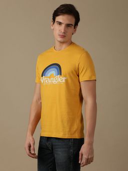 Wrangler - Mens Graphic Print Yellow Crew Neck T-shirt