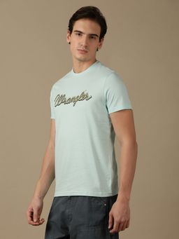 Wrangler - Mens Logo Blue Crew Neck T-shirt