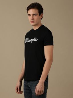 Wrangler - Mens Logo Black Crew Neck T-shirt