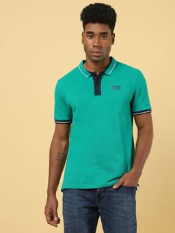 Wrangler - Mens Solid Green Polo T-Shirt