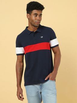 Wrangler - Mens Colorblock Blue Polo T- Shirt