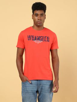 Wrangler - Mens Graphic Print Red Crew Neck T-shirt