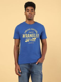 Wrangler - Mens Graphic Print Blue Crew Neck T-shirt
