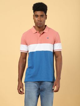 Wrangler - Mens Colorblock Pink Polo T- Shirt