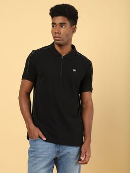 Wrangler - Mens Solid Black Polo T- Shirt