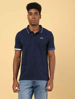 Wrangler - Mens Solid Navy Polo T- Shirt