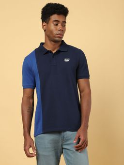 Wrangler - Mens Colorblock Navy Polo T- Shirt