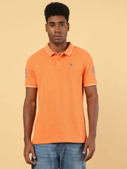 Wrangler - Mens Solid Orange Polo T-shirt