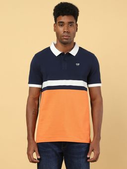 Wrangler - Mens Colorblock Navy Polo T-shirt