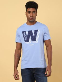 Wrangler - Mens Graphic Print Blue Crew Neck T-shirt