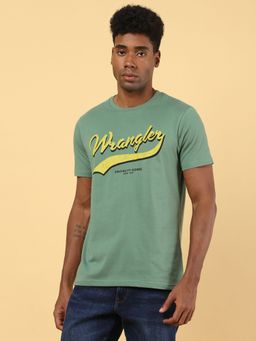 Wrangler - Mens Logo Green Crew Neck T-shirt