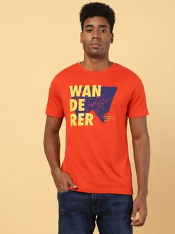 Wrangler - Mens Graphic Print Red Crew Neck T-shirt