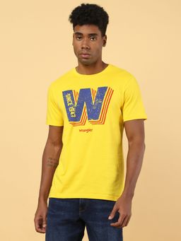 Wrangler - Mens Graphic Print Yellow Crew Neck T-shirt