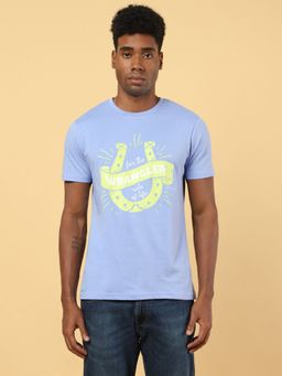 Wrangler - Mens Graphic Print Blue Crew Neck T-shirt