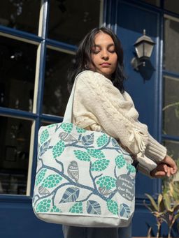 EcoRight - Large Zipper Tote Bag - Sparrows