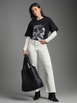 Flying Machine - Women White Cotton Solid Straight Jeans