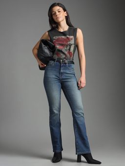 Flying Machine - Women Blue Cotton Solid Bootcut Jeans