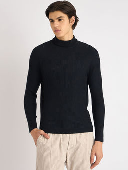 Antony Morato - Men Blue Solid Turtle Neck Full Sleeves Sweater