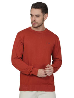 Cantabil - Men Solid Rust Casual Sweater