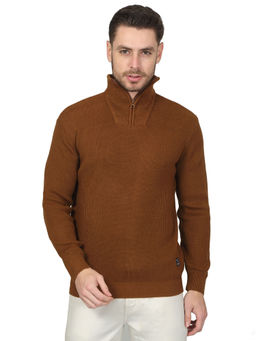 Cantabil - Men Solid Dark Brown Casual Sweater