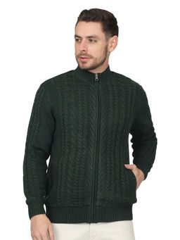 Cantabil - Men Self Design Green Casual Sweater
