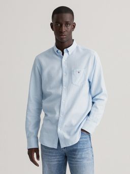GANT - Men Blue Solid Regular Fit Shirt