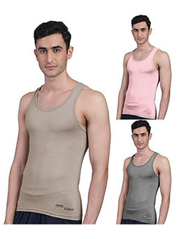 FREECULTR - Men's Twin Skin Bamboo Anti Microbial Breathtech Cotton Vest, Pack of 3