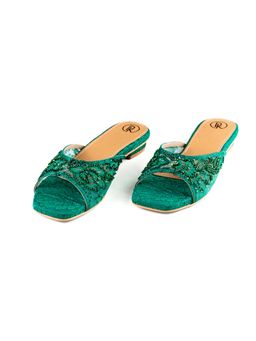 PREET KAUR - Women Green Emera Embroidered Flats