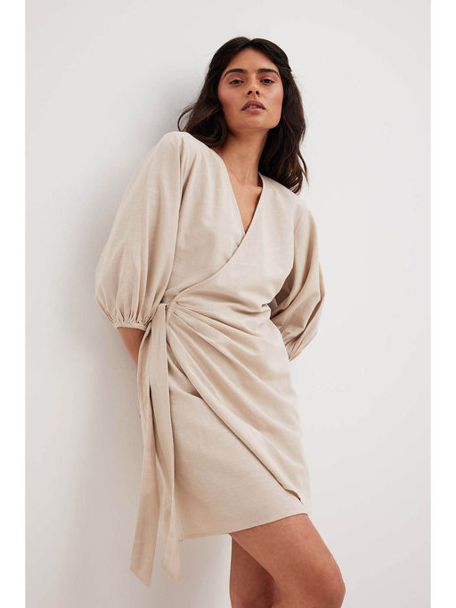 nakd linen dress Buy NA-KD Wrapped Linen Mix Mini Dress