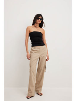 NA-KD - Linen Cargo Pants - Beige